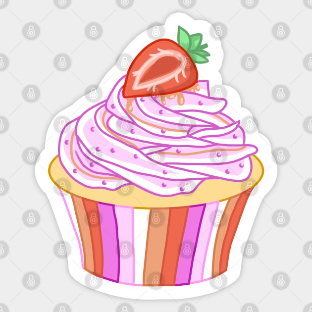 Strawberry Cupcake Sticker by casserolestan